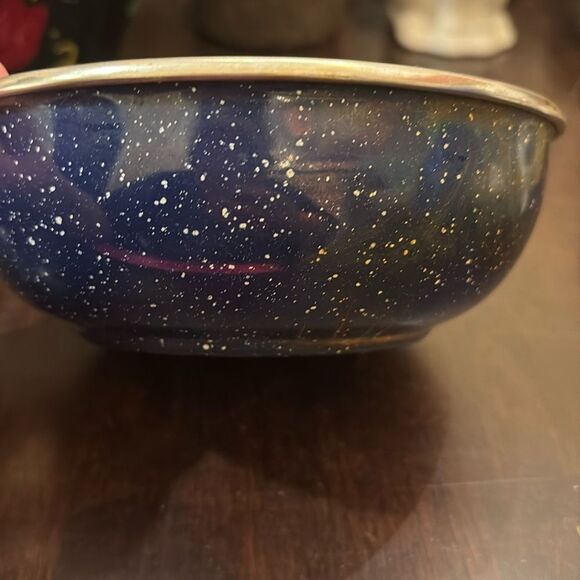 Vintage Blue white speckled enamelware bowl - Picture 1 of 3